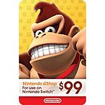 $99 Nintendo eShop Gift Card (Digital Code) $89