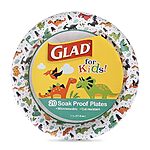 $2.84 /w S&amp;S: Glad for Kids Dinosaur Design Disposable Paper Plates, 20 Count Party Plates