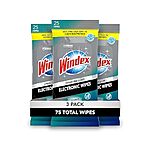 $9.60 /w S&amp;S: Windex Electronics Wipes, 25 Count, Pack of 3