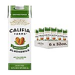 $13.97 /w S&amp;S: Califia Farms - Unsweetened Almond Milk, 32 Oz (Pack of 6)
