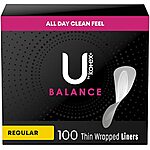 $3.36 /w S&amp;S: 100-Ct U by Kotex Barely There Liners (Light Absorbency, Unscented)