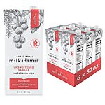 $17.70: milkadamia Macadamia Milk - Unsweetened Vanilla - 32 Fl Oz (Pack of 6)