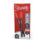 $11.64 /w S&amp;S: SHARPIE Felt Tip Pens, Fine Point (0.4mm), Red, 12 Count (97¢ / pen)