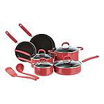 $56.63: Amazon Basics Aluminum NS 12pc Red cookware set, 12 piece
