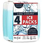 4-Pack Cool Coolers Slim Ice Packs for Lunch Boxes or Coolers $6