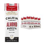 $13.49 /w S&amp;S: 6-Pack 32-Oz Califia Farms Original Almond Barista Blend Dairy Free Almond Milk
