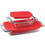 $15.98: Pyrex 4-Piece Extra Large Glass Baking Dish Set With Lids and Handles