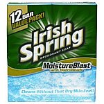 $5.99: 12-Pack 3.7oz. Irish Spring Deodorant Soap (Moisture Blast w/ HydroBeads)