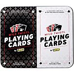 $4.53: 2-Pack Wild Twists 52-Card Playing Deck &amp; 8 Special Wild Cards w/ Single Storage Tin