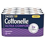 $18.69 /w S&amp;S: Cottonelle Ultra Comfort Toilet Paper with Cushiony CleaningRipples Texture, 24 Family Mega Rolls