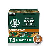 75-Ct Starbucks K-Cup Coffee Pods for Keurig Brewers (Medium Roast, House Blend) $28 w/ Subscribe &amp; Save + Free S/H