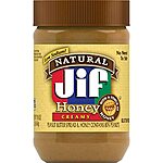 16-Oz Jif Natural Creamy Peanut Butter Spread w/ Honey $1.95 w/ Subscribe &amp; Save