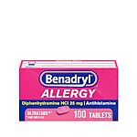 $7.20 /w S&amp;S: 100-Ct Benadryl Allergy Antihistamine Ultratabs 25mg Diphenhydramine HCl Tablets