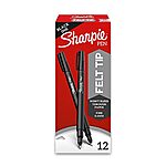 $8.20: SHARPIE Felt Tip Pens, Fine Point (0.4mm), Black, 12 Count