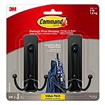 2-Pack Command Large Wall Hooks w/ Adhesive Strips $8.15
