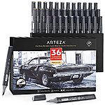 $19.60: ARTEZA  Alcohol Brush Markers, Set of 36 EverBlend Grayscale Dual Tip Markers