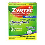 24-Count Zyrtec 10mg Cetirizine HCI Allergy Chewable Tablets (24-Hour Relief) $10 w/ Subscribe &amp; Save