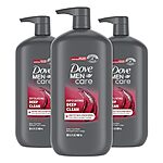 [S&amp;S] $19.47: DOVE MEN + CARE Body and Face Wash Exfoliating Deep Clean, 30 oz, 3 Count