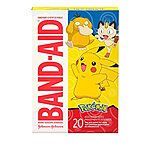 [S&amp;S] $1.83: 20-ct Band-Aid Brand Adhesive Bandages for Minor Cuts &amp; Scrapes, Pokémon Characters, Assorted Sizes