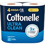 4-Pack Cottonelle 1-Ply Toilet Paper Mega Rolls (Ultra Clean) $4 w/ Subscribe &amp; Save