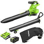 $188.99: Greenworks 40V (230 MPH / 505 CFM / 75+ Compatible Tools) Cordless Brushless Leaf Blower / Vacuum, 5.0Ah Battery and Charger Included at Amazon
