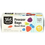 $2.78: 40-Count 365 by Whole Foods Market Quart Double Zipper Freezer Bag at Amazon