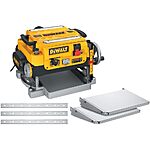 $599: 13″ DeWALT Thickness Planer, Two Speed, 15 Amp, 20,000 RPM Motor (w/Feed Tables &amp; Extra Blades, DW735X) at Amazon