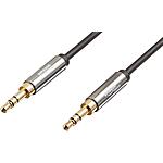 $4.74: Amazon Basics 3.5mm Auxiliary Audio Cable for Stereo Speaker or Subwoofer with Gold-Plated Plugs, 8 Foot, Black at Amazon