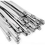 100-Pack 11.8" Self-Locking Metal Zip Ties (304 Stainless Steel) $8