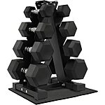 Prime Members: 100-Lbs Fitvids Rubber Hex Dumbbell Weight Set w/ Storage Rack $110 + Free S/H