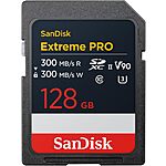 [Prime] $85.49: 128GB SanDisk Extreme PRO SDXC UHS-II Memory Card - Up to 300MB/s, V90, 8K, 4K UHD, SD Card (SDSDXDM-128G-GN4IN) at Amazon