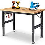 $114.99*: 48&quot; x 20&quot; ENJOYWOOD Rubberwood Top Adjustable Workbench (31.5&quot; to 39.5&quot;) at Amazon