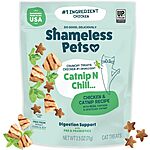 [S&amp;S] $1.99*: 2.5-Oz Shameless Pets Digestive Health Catnip Chicken Crunchy Cat Treats at Amazon