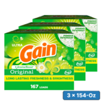 [S&amp;S] $39.30: 3 × 154-Oz Gain Powder Laundry Detergent (Original, 167 Loads) ($13.10 each) at Amazon