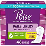[S&amp;S] $2.44*: 48-Count Poise Daily Liners Incontinence Panty Liners (Regular Length) at Amazon