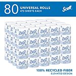 [S&amp;S] $87: 2 × 80-Pack 473-Sheets Scott Professional 100% Recycled Fiber Standard Roll Bulk Toilet Paper ($43.50 each) at Amazon