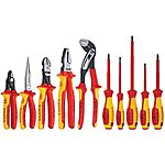 $141.17: 10-Piece KNIPEX 1000V Insulated Pliers, Cutters, and Screwdriver Industrial Tool Set (989830US) at Amazon