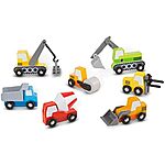 $9.49*: 8-Piece Melissa &amp; Doug Wooden Construction Site Vehicles w/ Storage Tray at Amazon
