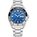 $286.88: Citizen Men's Automatic 3 Hand Day/Date Stainless Steel Watch (Blue Dial, Black and Silver Bezel) at Amazon