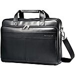$56.42: Samsonite Leather Slim Briefcase, Black, 16 Inch at Amazon