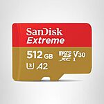 [Resale, AC] $30.60: 512GB SanDisk Extreme microSDXC UHS-I Memory Card w/ Adapter (Used - Like New) at Amazon