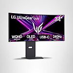 $659.99: 34″ LG Ultragear WQHD OLED Curved Gaming Monitor, 240Hz, 0.03ms (34GX900A-B) at Amazon