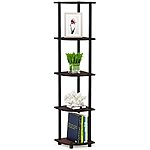 $12.81*: 5-Tier 57.7&quot; Furinno TURN-N-TUBE Corner Shelf (Dark Cherry/Black) at Amazon