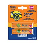 [S&amp;S, AC] $3.25: 2-Pack Banana Boat Sport Ultra SPF 50 Lip Sunscreen at Amazon