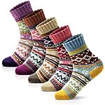 [Prime] $5.49*: 5-Pairs FYC Women's Wool Blend Cozy Crew Socks at Amazon