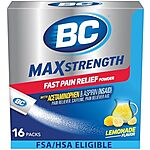 [S&amp;S] $3.73: 16-Count BC MAX Strength Fast Pain Relief Powder (Lemonade) at Amazon