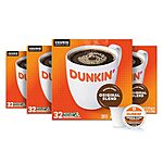 [S&amp;S, AC] $22.33: 4-Pack 32-Count Dunkin' Medium Roast Coffee Keurig K-Cup Pods (Original Blend) at Amazon (17.4￠ each)