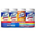 4-Pack 80-Count Lysol Disinfectant Wipes (Variety Pack) $9 w/ Subscribe &amp; Save