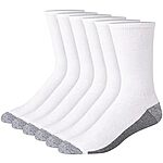 $6.59*: 6-Pack Hanes Men's Max Cushioned Crew Socks (White/Grey Foot Bottom) at Amazon