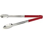 $5.56: Winco 16&quot; Stainless Steel Serving Tongs with Plastic Handle, Red at Amazon